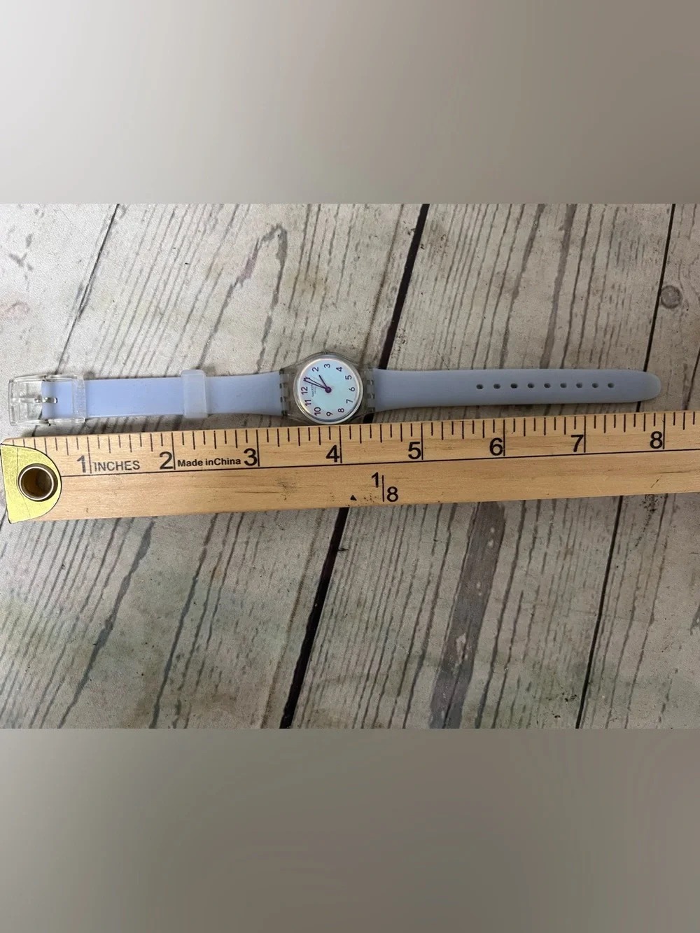 Swatch Casual Light Blue LK396 Women Quartz Watch Clear Case Dial NEEDS BATTERY
